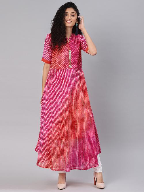 leheriya printed flared kurta - 16602839 - Very Small Image - 1