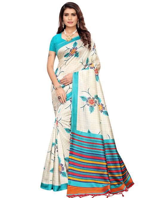 floral printed saree with blouse - 16603498 - Very Small Image - 1