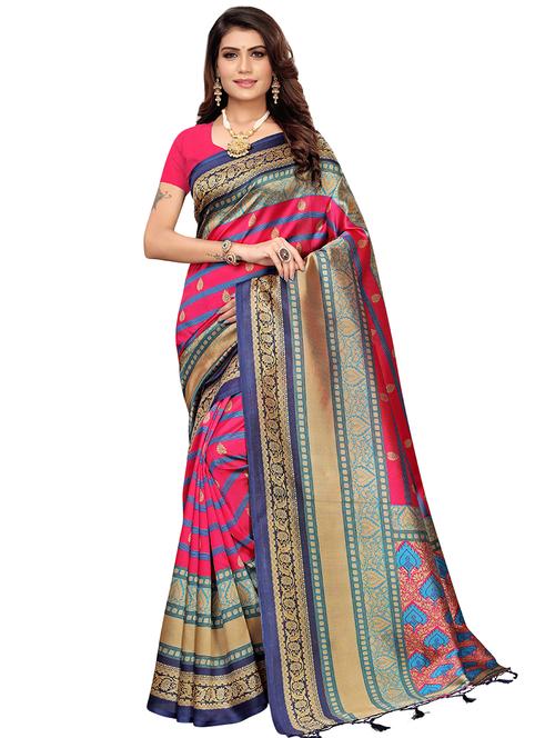 floral printed saree with blouse - 16603509 - Very Small Image - 1