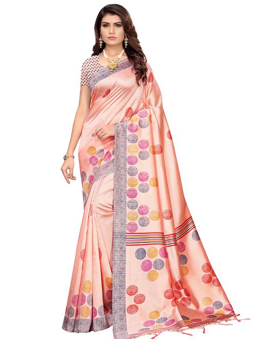 polka dot printed saree with blouse - 16603520 - Very Small Image - 1