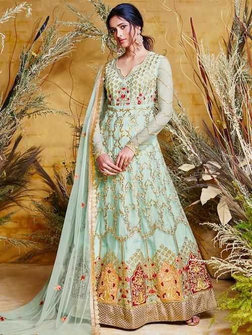 embroidered suits semi-stitched suit - 16603640 - Very Small Image - 1
