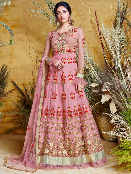 embroidered semi-stitched suit - 16603641 - Very Small Image - 1