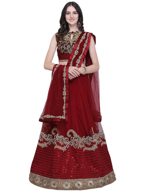 embroidered flared lehenga - 16603803 - Very Small Image - 1