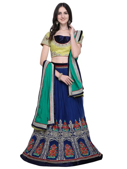 embroidered contrast lehenga - 16603809 - Very Small Image - 1