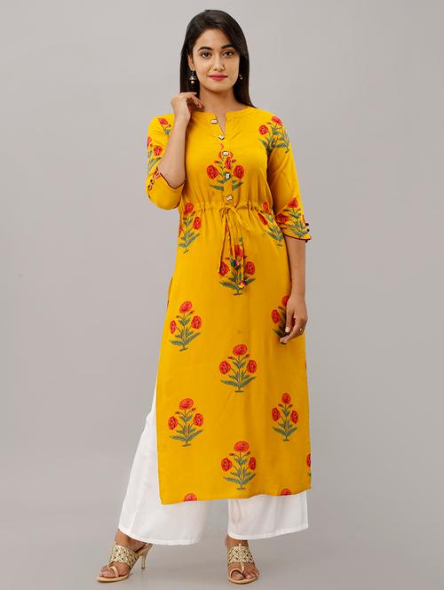 floral printed straight kurta - 16603852 - Very Small Image - 1