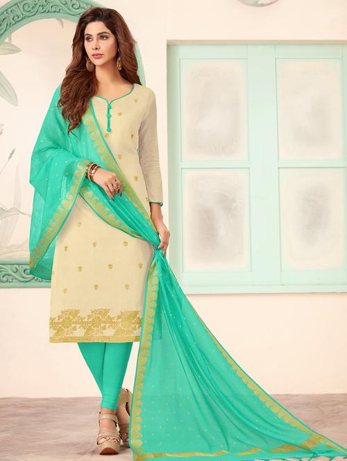 banarasi silk unstitched suit - 16603874 - Very Small Image - 1
