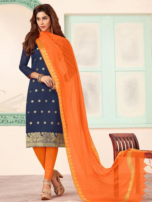 banarasi silk unstitched suit - 16603876 - Very Small Image - 1