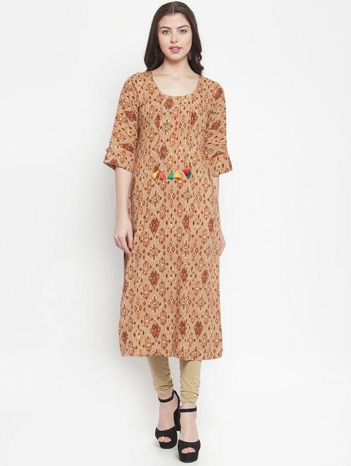 ikat printed straight kurta - 16604411 - Very Small Image - 1