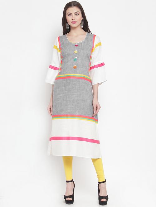 color block straight kurta - 16604417 - Very Small Image - 1