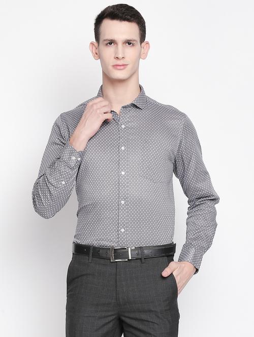 grey printed formal shirt - 16604463 - Very Small Image - 1