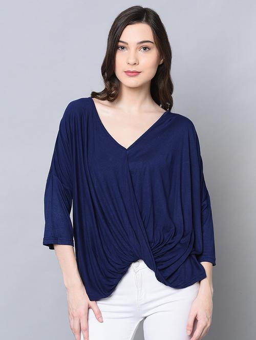 drop shoulder twist detail top - 16604614 - Very Small Image - 1