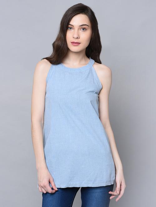 halter neck solid tunic - 16604617 - Very Small Image - 1