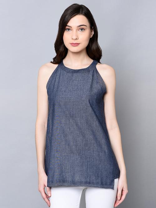 halter neck solid tunic - 16604618 - Very Small Image - 1