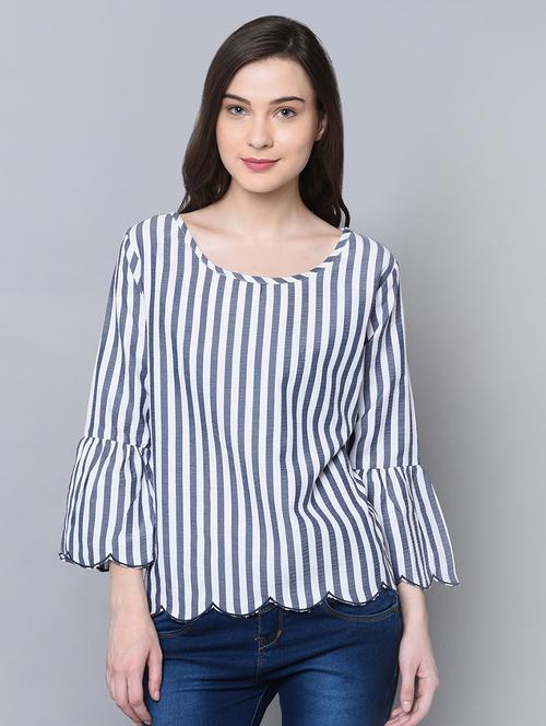 bell sleeved striped top - 16604624 - Very Small Image - 1