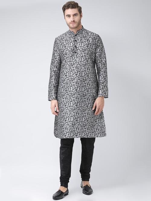 grey printed kurta pyjama set - 16604961 - Very Small Image - 1