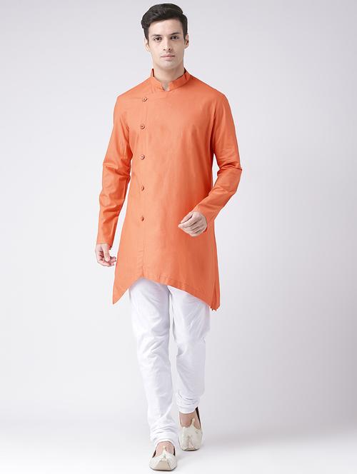 orange solid kurta pyjama set - 16604985 - Very Small Image - 1