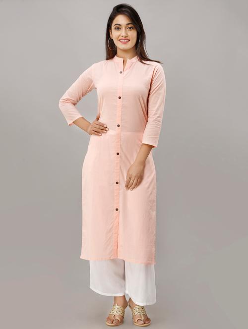 solid buttoned straight kurta - 16605423 - Very Small Image - 1