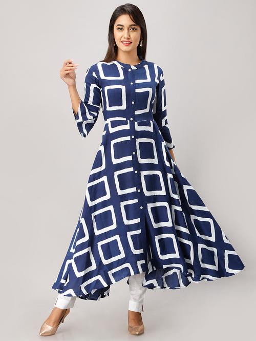 geometric printed anarkali kurta - 16605426 - Very Small Image - 1