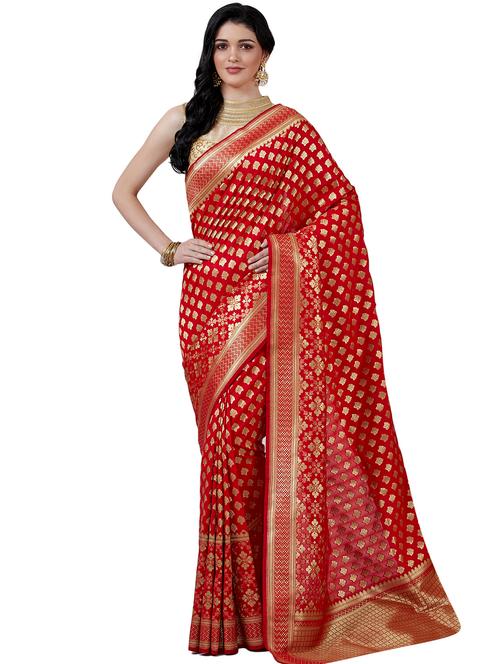 zari work banarasi saree with blouse - 16605615 - Very Small Image - 1