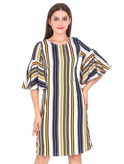 bell sleeved striped shift dress - 16605715 - Very Small Image - 1