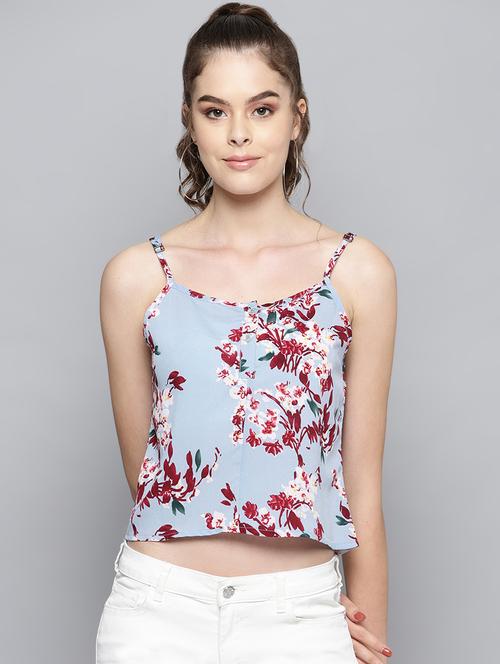 cami neck floral crop top - 16605883 - Very Small Image - 1