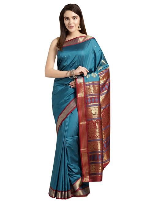 solid with bordered saree with blouse - 16605970 - Very Small Image - 1