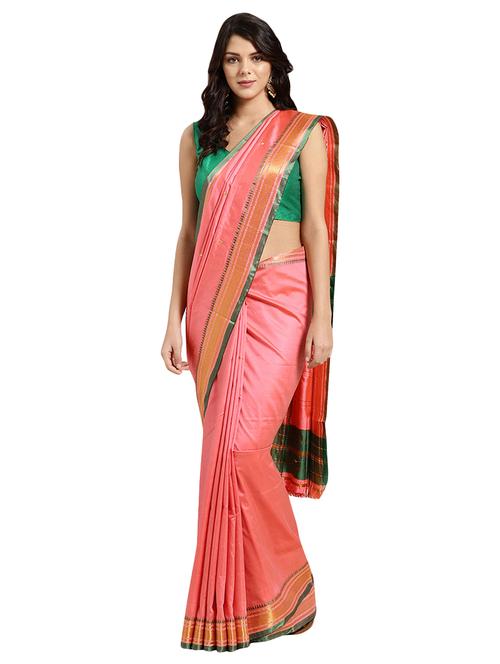 solid woven saree with blouse - 16605976 - Very Small Image - 1