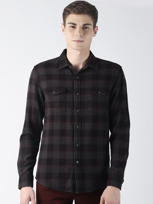 grey checkered casual shirt - 16606454 - Very Small Image - 1