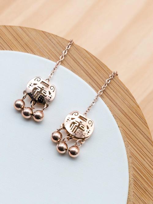 gold plated drop earring - 16607499 - Very Small Image - 1