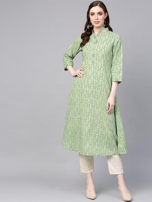 printed gota patti kurta - 16608530 - Very Small Image - 1