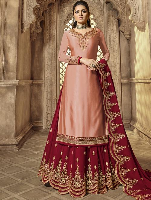 embroidered semi-stitched suit - 16608673 - Very Small Image - 1