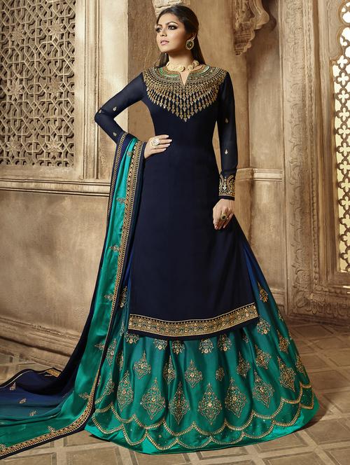 embroidered semi-stitched suit - 16608674 - Very Small Image - 1