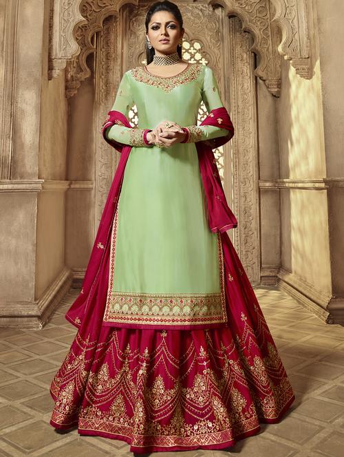 embroidered semi-stitched suit - 16608680 - Very Small Image - 1