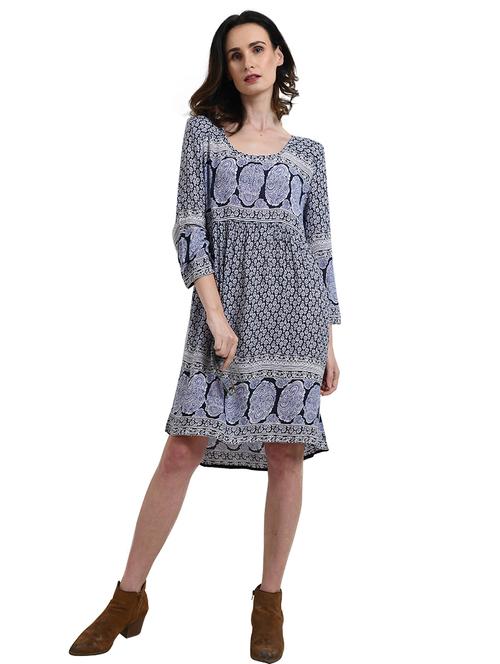 round neck printed a-line dress - 16608697 - Very Small Image - 1