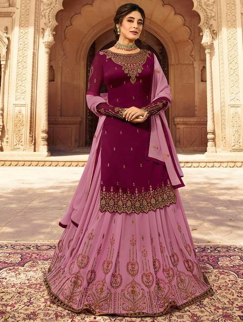 embroidered semi-stitched suit - 16609385 - Very Small Image - 1