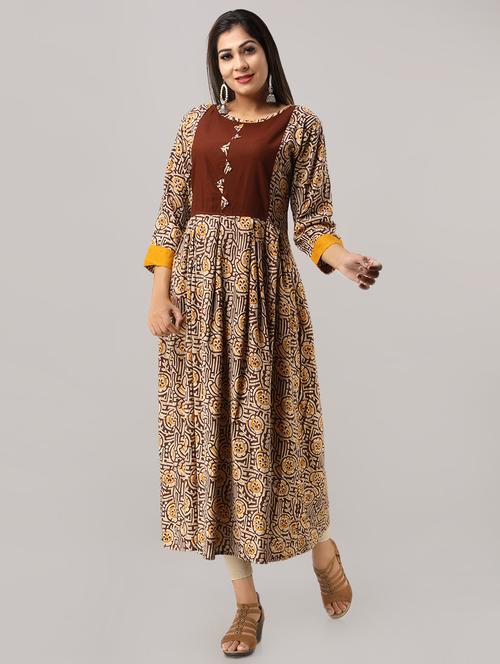 printed flared kurta - 16609461 - Very Small Image - 1