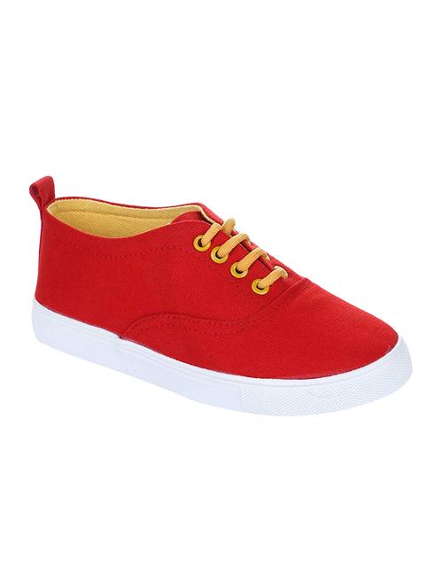 red fabric laceup casual shoes - 16610568 - Very Small Image - 1