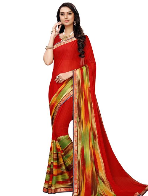 ikat printed saree with blouse - 16610938 - Very Small Image - 1