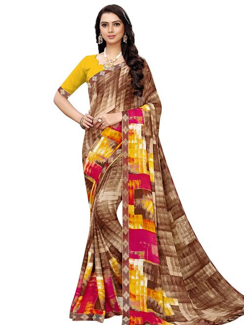 abstract printed saree with blouse - 16610939 - Very Small Image - 1