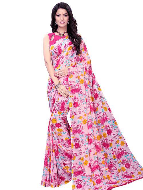 floral printed saree with blouse - 16610942 - Very Small Image - 1