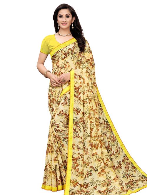 floral printed saree with blouse - 16610960 - Very Small Image - 1