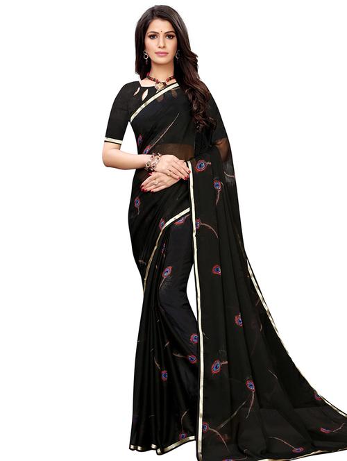 floral printed saree with blouse - 16610973 - Very Small Image - 1