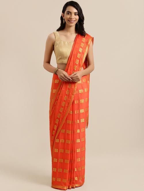 jacquard woven saree with blouse - 16611094 - Very Small Image - 1