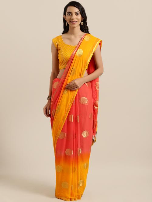 jacquard woven saree with blouse - 16611097 - Very Small Image - 1