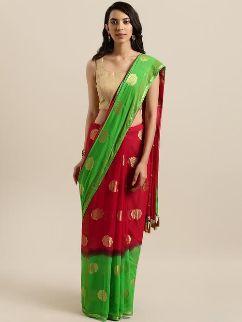 jacquard woven saree with blouse - 16611099 - Very Small Image - 1