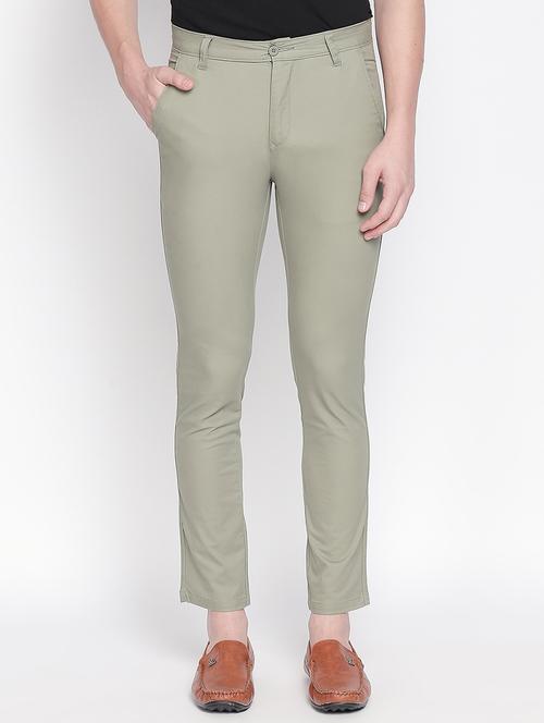 olive green solid chinos - 16611389 - Very Small Image - 1