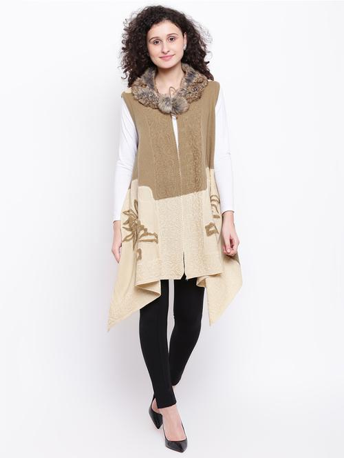 fur detail embroidered asymmetric shrug - 16611712 - Very Small Image - 1