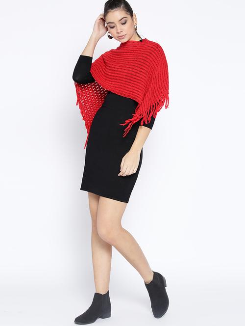 fringed hem pointelle poncho - 16611756 - Very Small Image - 1