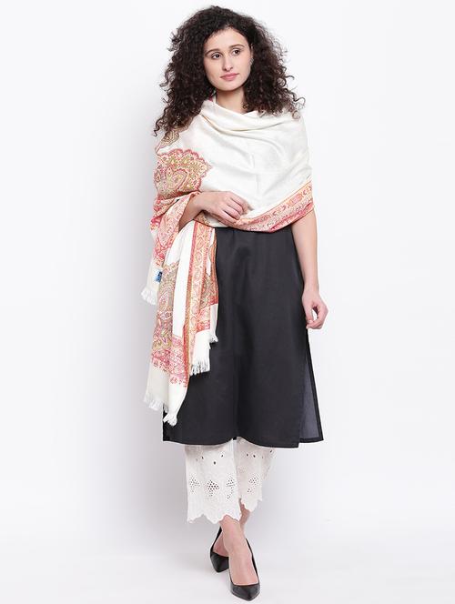 wool white paisley shawl - 16611782 - Very Small Image - 1