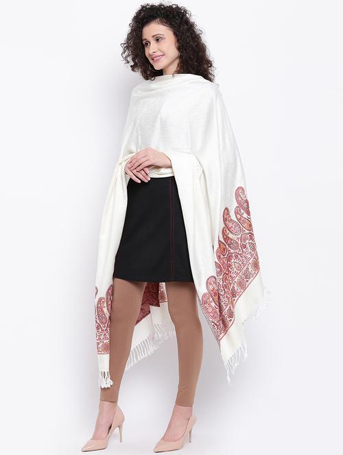 white wool paisley shawl - 16611790 - Very Small Image - 1